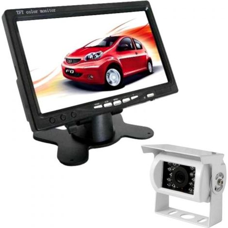 KIT RETROMARCIA AUTO POSTERIORE TELECAMERA 18 LED BIANCA INFRAROSSI + MONITOR 7" (1/5)