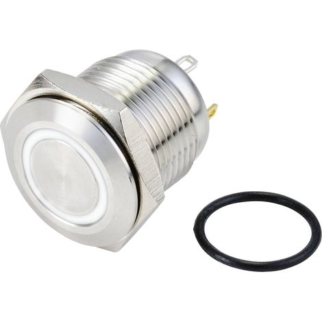 TRU COMPONENTS TC-10090924 GQ16F-10E/J/W/24V/S Bouton-poussoir antivandalisme 48 V/DC 2 A 1 x Off/(On) à rappel blanc I (1/2)