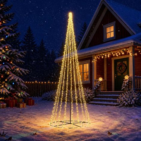 vidaXL Albero di Natale LED 485 cm 3000 LED Bianco caldo Acciaio Nero (1/5)