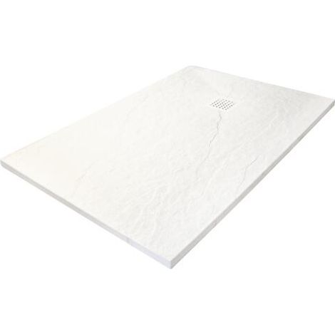 Ondée - Plato de ducha NARA - 90x200 cm - textura pizarra - blanco - con desagüe