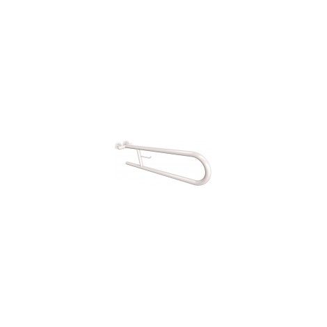 Soporte semicircular basculante de 75 cm con colgador de papel, blanco