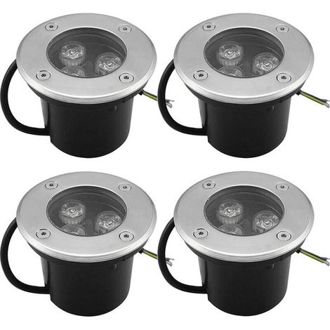 4er Set LED Außen Einbaustrahler, 4-teilig 3W IP65 rund 270 Lumen 3000K für Terrasse, Garten, Weg, 220V