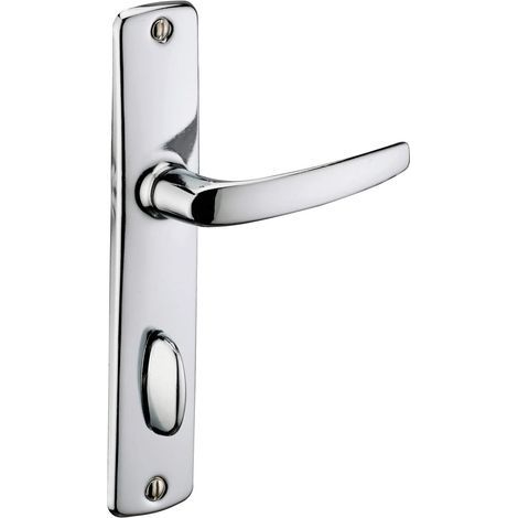 1 - Poignée De Porte - Condamnation À Clé - Acier Embouti - Pour Salle De Bain Et Toilette - Chromé - 165x7 cm (1/4)