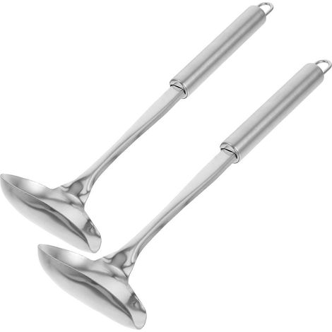 Lot de 2 cuillères à soupe en acier inoxydable, cuillères bec de canard, cuillères à sauce, cuillères à huile (1/5)