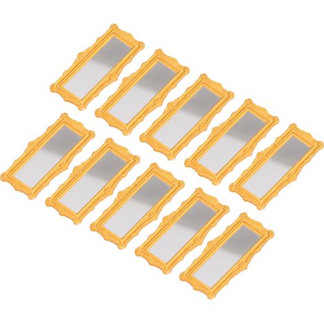 10 Miniatures Miroirs Dorés Cadre Orné pour Maison de Poupée 1/12 et 1/6, Décoration Élégante Accessoire (1/5)