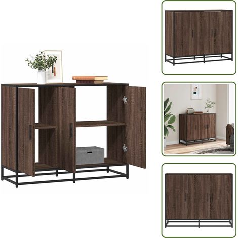 Sideboard Braun Eichen-Optik 94x35x76 cm Holzwerkstoff - Sideboard - Sideboards - Anrichte - Regal (1/5)