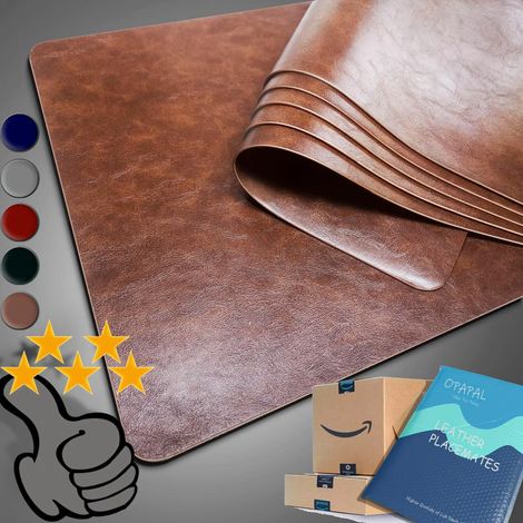Lot de 6 Sets de Table lavables en Cuir Marron - Antidérapants - Imperméables à la Chaleur - Aspect Cuir - 43 x 30 cm - pour la Maison, la Cuisine, Le Restaurant et l'hôtel'Parent'-'-