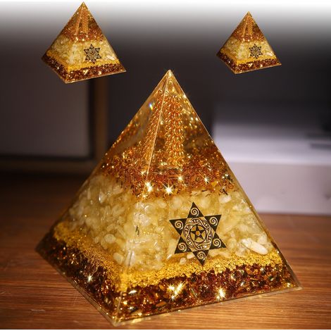 Pyramide En Résine - 5,3 x 5 x 5 cm - Or - Décoration De Bureau Et Intérieur - 1 Pièce