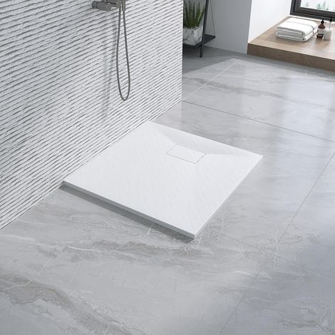 AQUABATOS SMC Duschwannen für badezimmer antirutsch, schieferoptik duschtasse quadrat, modern-design brausewanne weiße extra-flach 80x80cm (1/5)