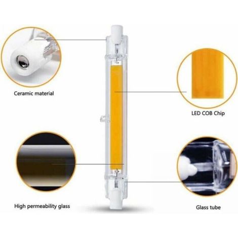 Ampoule LED R7S 118mm 20W Dimmable, Blanc Chaud 3000K 3000LM, Linéaire Remplacer Lampe Halogène J118 20W, Éclairage à 36 Étiquette (1/5)