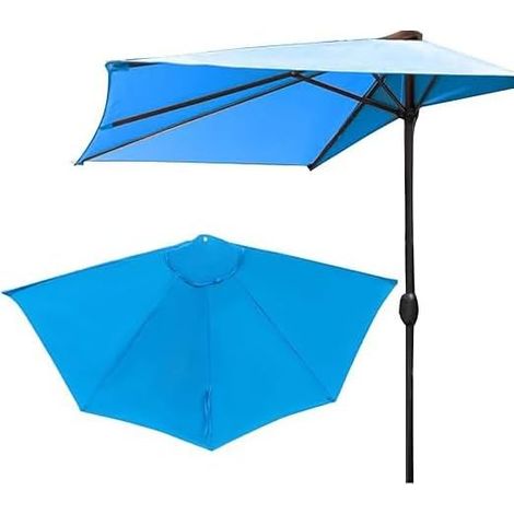 Umbrella Cloth Half Replacement Canopy, 9ft 5 Ribs Patio Cover, Waterproof for Pool Garden(Khaki)(Sky Blue) (1/5)