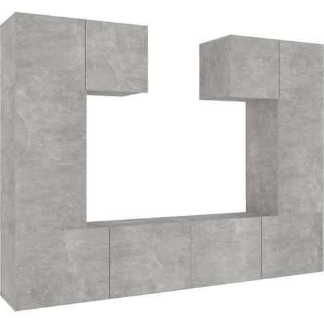 Maison Exclusive - Set di Mobili Porta TV 6 pz Grigio Cemento in Legno Multistrato (1/5)