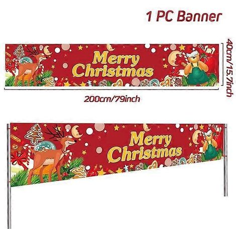 Bannière de Noël extérieure - Décoration de Noël pour la maison - Ornement de Noël - Cadeau de Bonne Année - Style 25 (1/5)