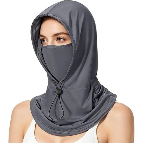 Masque de Protection Solaire pour le Visage, Écharpe En Soie Glacée Pour Temps Chaud, Masque capuche de protection solaire d'été (1/5)