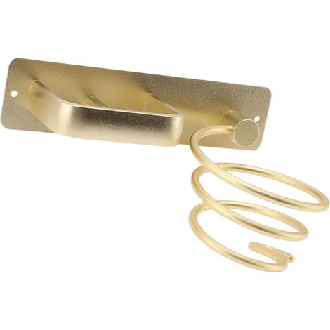 Soporte de pared para secadores y planchas de pelo en aluminio anodizado: diseño moderno que ahorra espacio, incluye accesorios de montaje en pared.