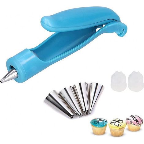 7 Ensemble De Stylos De Dcoration De Gteaux Avec Buses De Ptisserie Rutilisables En Acier Inoxydable, Sacs  Douille Pour Chocolat Et Glaage, Outil (1/5)