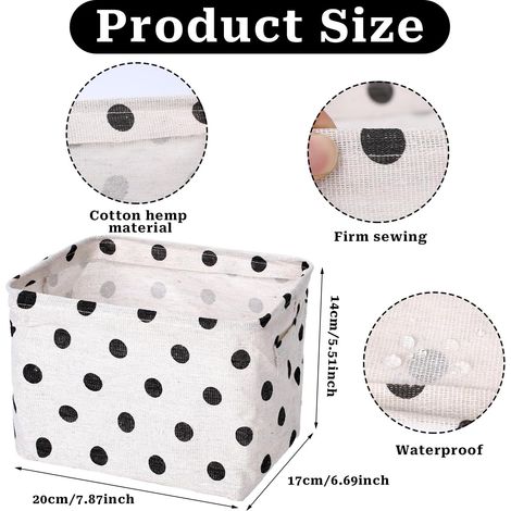 Juego de 3 cajas de almacenamiento de tela con asas – 20x16x14 cm – Cesta pequeña, impermeable y plegable para cajones, cosméticos y baño. (1/4)