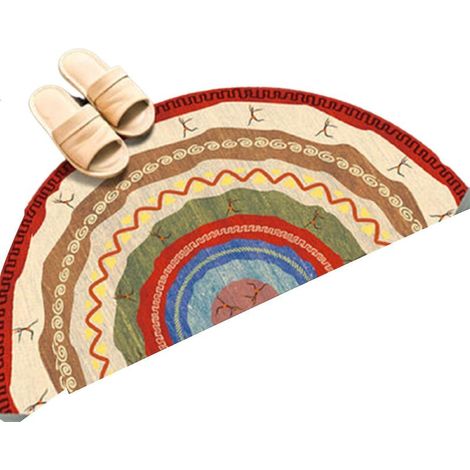 Tapis de sol semi-circulaire, tapis d'entrée antidérapant, paillasson de bienvenue pour terrasse - 40 x 80 cm - D (1/5)