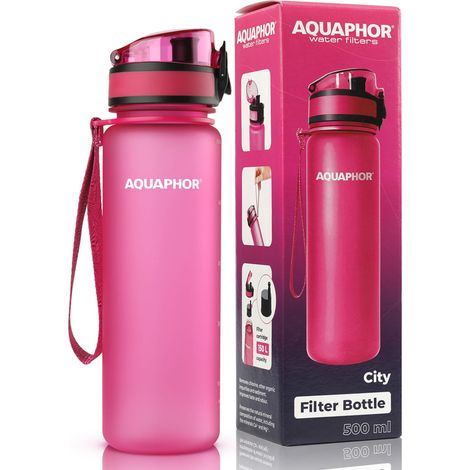 Botella de agua con filtro AQUAPHOR City 0,5 l TRITAN + filtro de agua, rosa