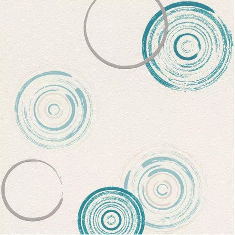 Home Style Circle Textured Wallpaper Blue Vinyl Washable Paste The Wall