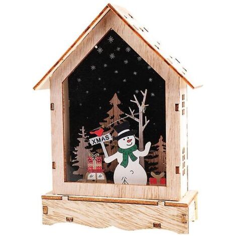 BUNTHAUS Maison en bois brillant Décor maison Dortoir Ornements Noël Arbre Pendaison Décor (1/5)