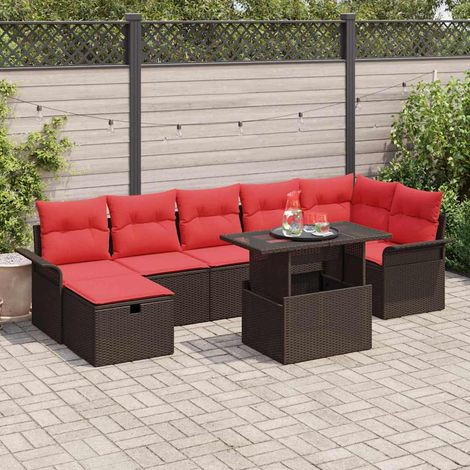 Set Divano da Giardino con cuscino 8 pcs Marrone Poly Rattan vidaXL (1/5)