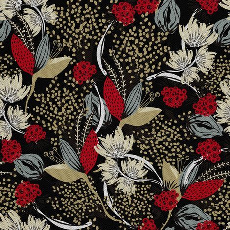 Tissus décoratifs d'extérieur Oxford - motif floral artistique (1/5)