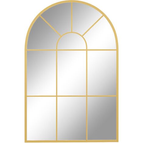 royaluxe -Miroir mural en métal cadre doré en forme de voûtée – 91 x 60 cm – décoration pour entrée ,chambre à coucher, salon (1/5)