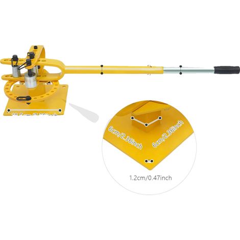 Dobladora de tubos, funcionamiento manual, construcción de acero resistente, color amarillo. (1/2)