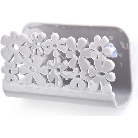 Porte-éponge à ventouse, support de rangement, chiffons adhésifs, éponge de cuisine, support à ventouse pour éponge à récurer, gris (1/5)