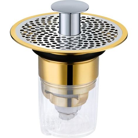 Bonde Lavabo Universel 34-37mm avec Plaque Filtre et Tamis Anti-Bouchage pour Évier Salle de Bain
