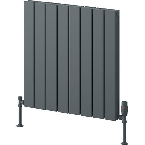 Reina Piatto Double Horizontal Aluminium Radiator 600mm H x 595mm W - Anthracite (1/3)