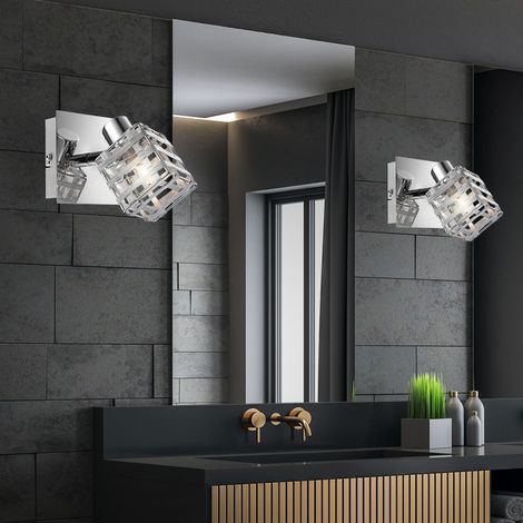 Wandleuchte Wandlampe schwenkbar silber Wandstrahler Innen Strahler, Schirm aus ALU Geflecht, HxBxT 12,5 x 9 x 11 cm, 2er Set