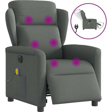 Chaise longue électrique réglable en hauteur avec fonction de massage, dossier inclinable, couleur gris anthracite – pour salon, chambre ou espace détente (1/5)