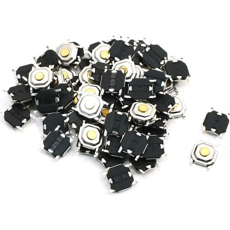68pcs Appareils montés en surface SMT Interrupteur tactile à bouton-poussoir momentané à 4 bornes, 5 mm x 5 mm x 1,5 mm (1/2)