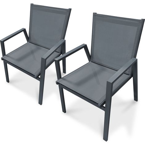FLORIDE - Set di 2 poltrone da giardino impilabili in alluminio - DCB GARDEN