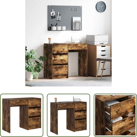 Bureau télétravail - Bureau Chêne fumé 90 x 37,5 x 75 cm Bois d'ingénierie (1/5)