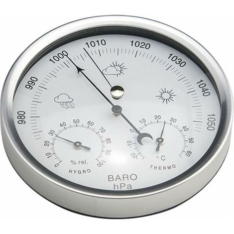 Station météo baromètre à cadran analogique avec thermomètre hygromètre mesures de pression atmosphérique simplicité et facile à lire-- (1/4)
