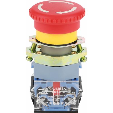Bouton d'arrêt d'urgence autobloquant rouge de 22 mm avec une grosse tête en forme de champignon (1/5)