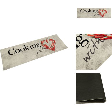 Tapis de cuisine lavable imprimé de piment Cooking 45x150 cm - Tapis De Cuisine - Tapis Absorbant - Tapis Décoratif - Tapis Gris - Tapis Moderne (1/5)