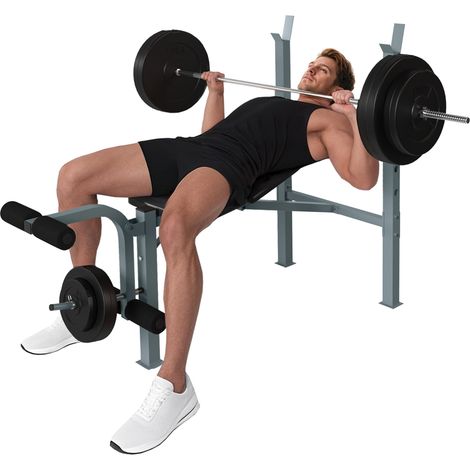 Banco de musculación entrenamiento completo 165 x 68 x 114 cm respaldo ajustable asiento acolchado moderno de acero negro 210006756 (1/5)
