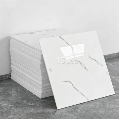 Un juego de 10 paneles de papel pintado autoadhesivos con estampado de mármol (no son azulejos reales, dimensiones: 30 x 30 x 0,2 cm). (1/5)