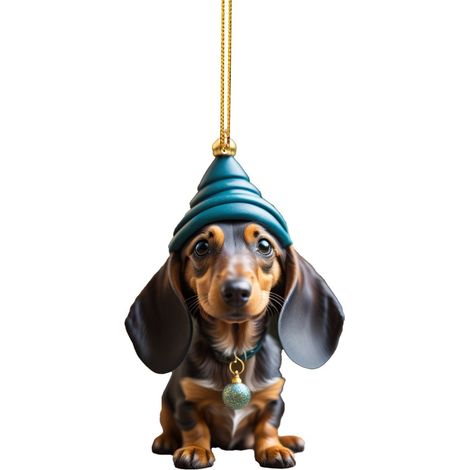 Pendentif Chien Teckel - Acrylique - Décoration Voiture Bureau Maison - 1 Pièce (1/5)