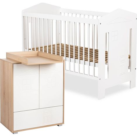 IDA Ensemble bébé commode + plan et lit Blanc 120x60 sans barrière (1/5)