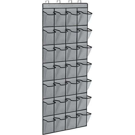 (Grigio) 1 Organizer da appendere alla porta, scarpiera con 24 ampie tasche in rete e 4 ganci, ripiano per scarpe, contenitore per gadget per cucina, camera da letto, corridoio (1/4)