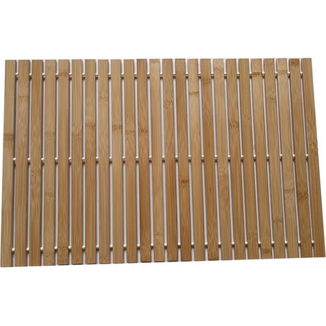 Tapis de Sol antidérapant en Bois d'acacia Caillebotis Salle de Bain 60x40cm (1/4)