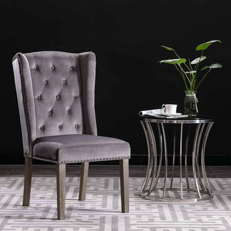 Maison Exclusive - Chaises à manger lot de 2 gris velours (1/5)
