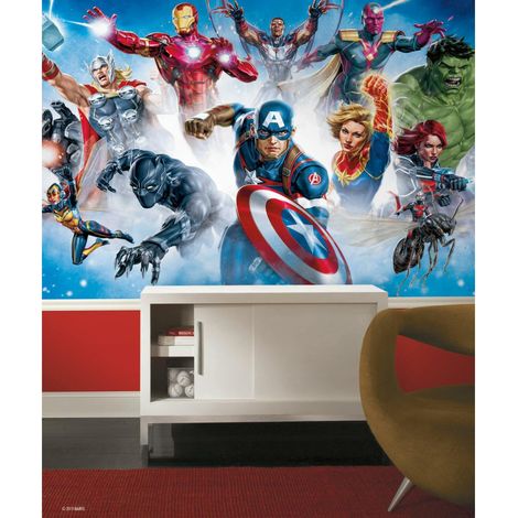 Papier peint panoramique auto-adhésif Avengers MARVEL- 3.2 m x 1.83 m (1/3)