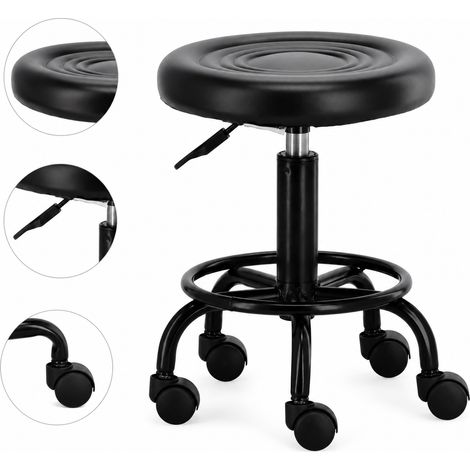 Taburete cosmético, silla de peluquería, taburete, silla de montar, SPA, móvil, negro (1/5)