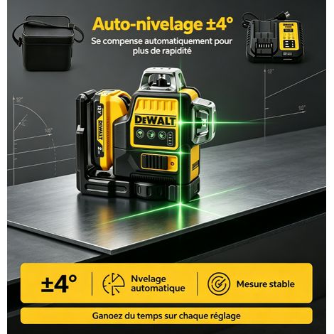 Niveau multilignes Dewalt DW089LG pr cision millim trique, syst me auto ivellement rapide, faisceau vert 3x360 , kit avec sac de protection rigide (1/5)